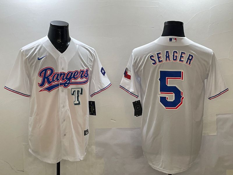 Men Texas Rangers #5 Seager White Game 2025 Nike MLB Jersey style 5->texas rangers->MLB Jersey